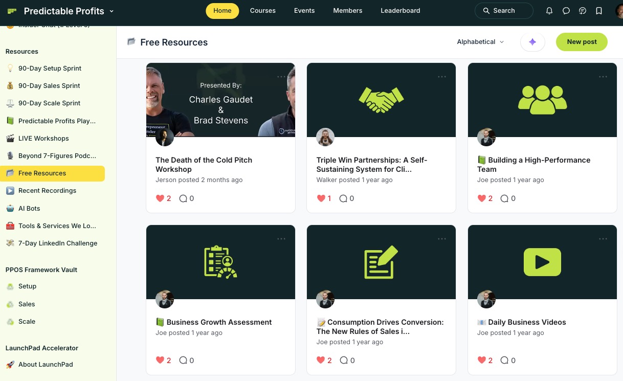 The PPOS Resource Vault inside the Predictable Profits community