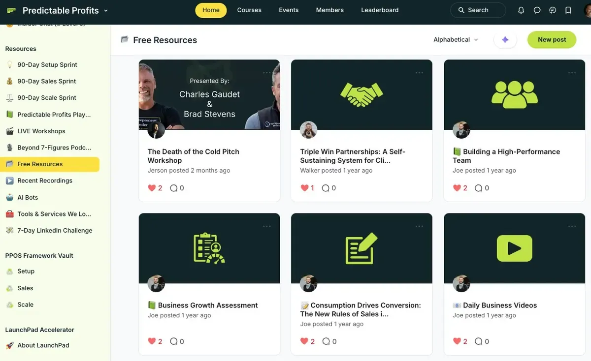 The PPOS Resource Vault inside the Predictable Profits community