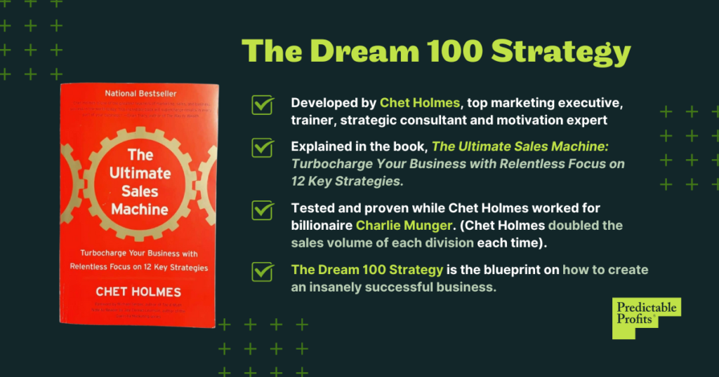 The Dream 100 Concept is the sales strategy used to win huge clients