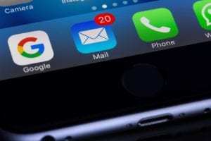 Email notifications on a mobile device