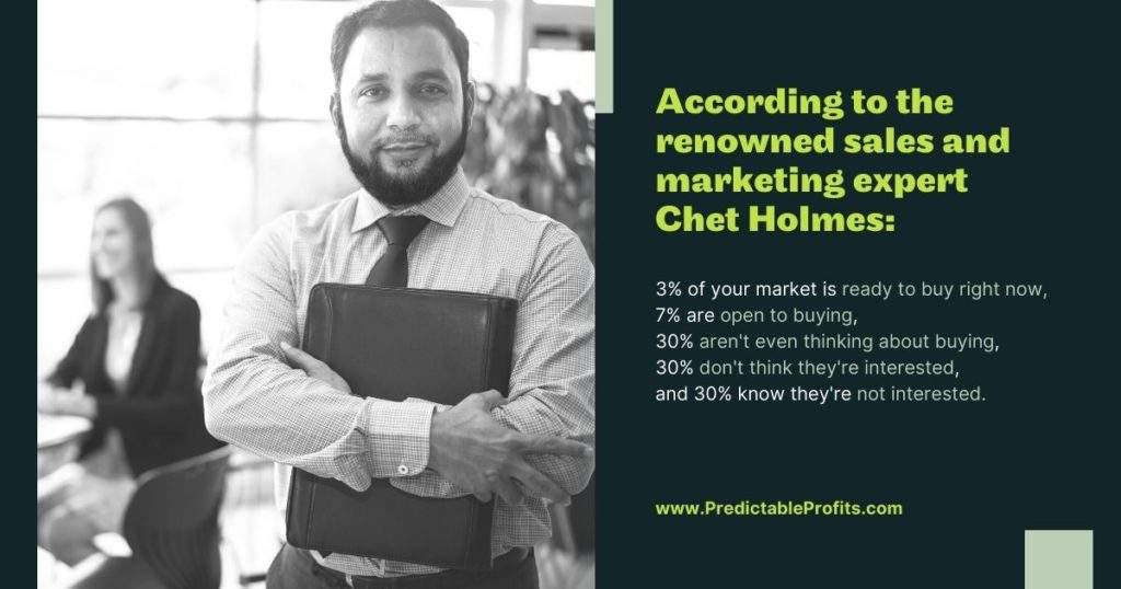 According to the renowned sales and marketing expert Chet Holmes - Predictable Profits