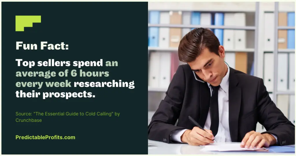 Top sellers spend an average of 6 hours every week researching their prospects - Predictable Profits