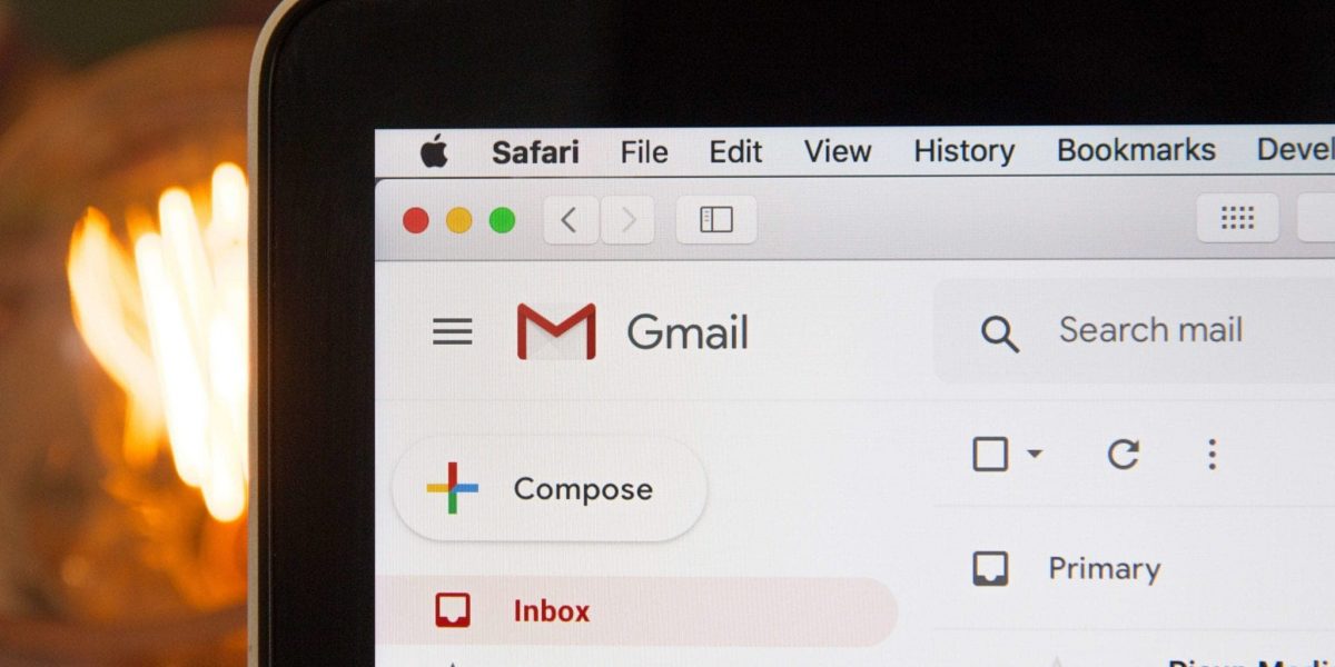 a laptop screen showing a Gmail inbox