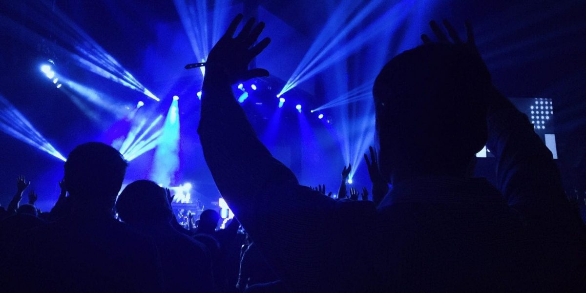 a person with their hands up at a concert
